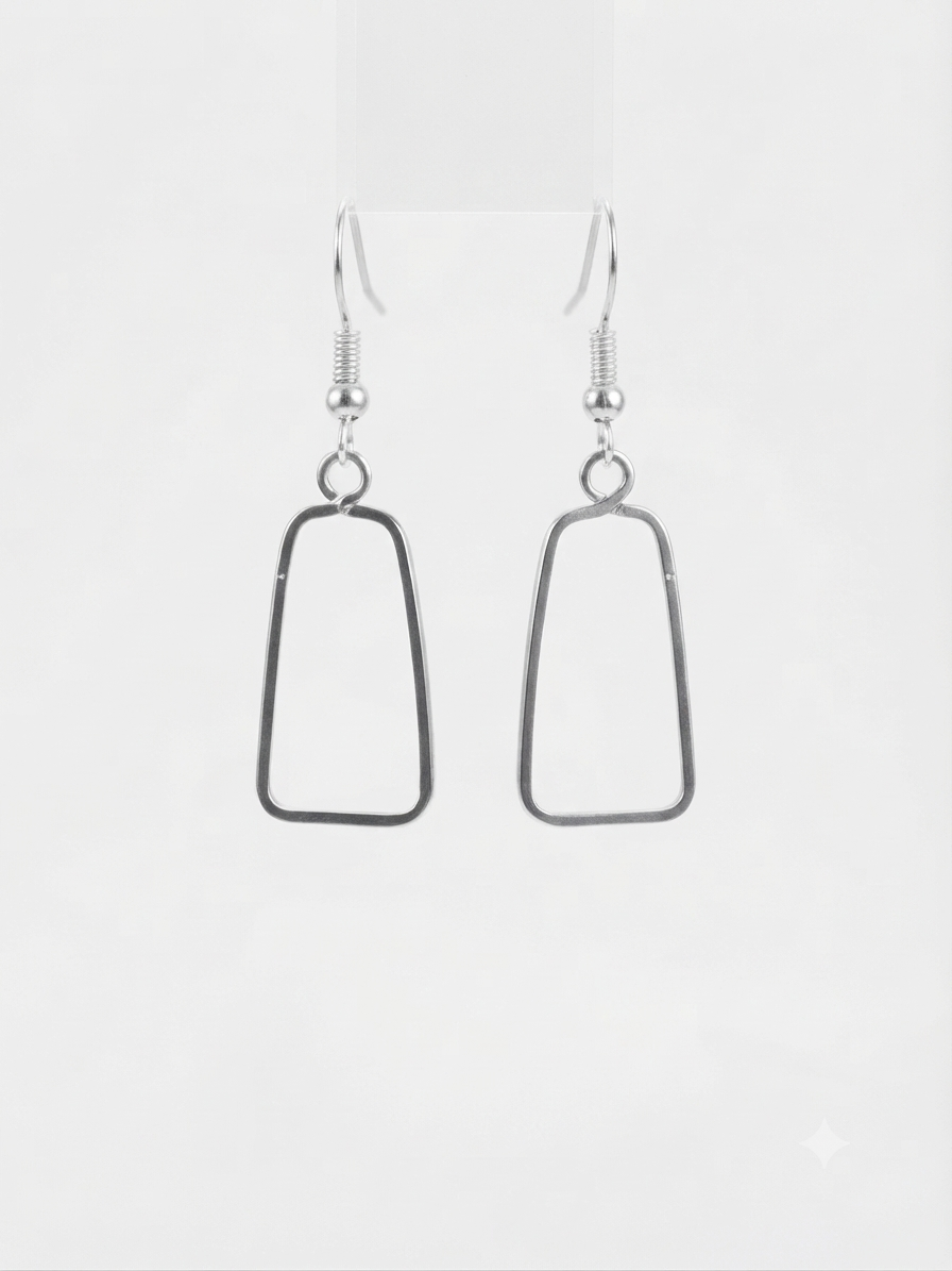 Handmade Minimalist Silver-Toned Geometric Dangle Earrings