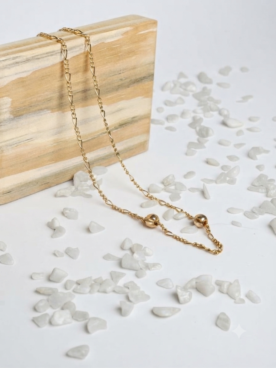 Handmade Golden-Toned Beaded Chain Necklace