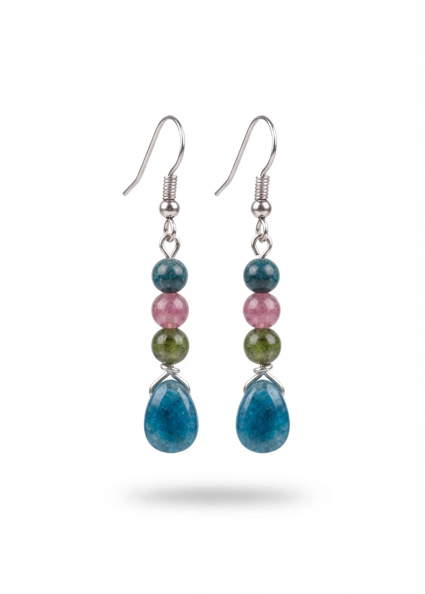 Handmade Multicolored Beaded Dangle Earrings
