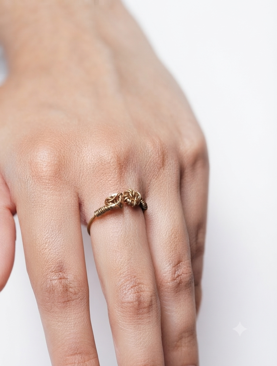 Handmade Dual-Node Wire-Wrapped Artisan Ring